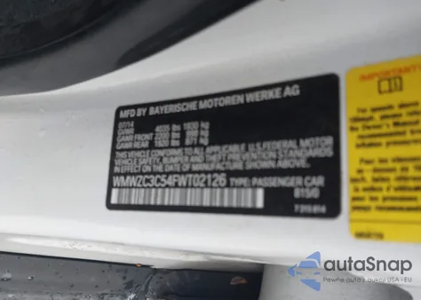 2015 Mini Countryman Cooper S from USA, damaged, VIN WMWZC3C54FWT02126